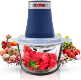 Premium Electric Meat Grinder Food Processor and 4 Titanium Blades, 12 Cup 2.2Qt Glass Strong Bowl for Vegetables Fruit Salad Onion Garlic Meat Ice 30