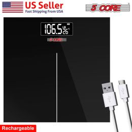 Rechargeable Digital Scale for Body Weight, Precision Bathroom Weighing Bath Scale, Step-On Technology, High Capacity - 400 lbs. Large Display, Batter