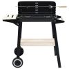 Charcoal BBQ Stand with Wheels - Black