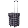 Foldable Shopping Cart with Wheels Oxford Fabric Trolley Bag Collapsible Reusable Tote Bags Grocery Cart for Travel Home Kitchen Supermarket  - Black