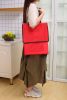 Foldable Shopping Cart with Wheels Oxford Fabric Trolley Bag Collapsible Reusable Tote Bags Grocery Cart for Travel Home Kitchen Supermarket  - Red