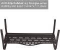 50" Outdoor Patio Bench, Cast Iron 2-Person Metal Bench with Basket-Weave Design Backrest, Patio Furniture Chair for Porch Park Garden, Dark Brown - D