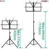 5 Core Music Stand for Sheet Music Folding Portable Stands Light Weight Book Clip Holder Music Accessories and Travel Carry Bag MUS FLD - BLACK