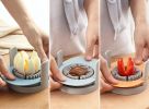 Stainless Steel 3 in 1 Wire Boiled Egg Slicer Cutter Wedge Half and Soft Vegetables Kitchen Tool - Orange