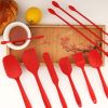 10 PCS Spatula Set High Heat Resistant Kitchen Utensil Set Seamless Design Stainless Steel Core For Cooking Baking - red