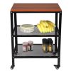 3-Tier Kitchen Microwave Cart, Rolling Kitchen Utility Cart, Standing Bakers Rack Storage Cart with Metal Frame for Living Room Brown - Brown