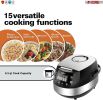 Rice Cooker Small Rice Maker Steamer Pot Electric Steamer Digital Electric Rice Pot Multi Cooker & Food Steamer Warmer 5.3 Qt 5 Core RC0501 - Silver B
