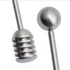 Curved Handle Honey Mixer Stainless Steel Honey and Syrup Dipper Honey Stirrer Spoon for Pot Jar Container - stainless steel