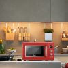 ZOKOP 23L / 0.9cuft Retro Microwave Oven With Display/Silver Handle RT - Red