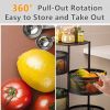 3 Layers Rotatable Basket Kitchen Vegetable Fruits Rolling Storage Cart Rack - US22-0561