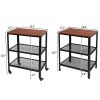 3-Tier Kitchen Microwave Cart, Rolling Kitchen Utility Cart, Standing Bakers Rack Storage Cart with Metal Frame for Living Room Brown - Brown