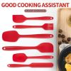 10 PCS Spatula Set High Heat Resistant Kitchen Utensil Set Seamless Design Stainless Steel Core For Cooking Baking - red