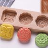 Wooden Moon Cake Mold DIY Rice Cake Baking Mold Wagashi Snow Skin Mooncake Mold Rose 40g - Default