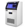 ZOKOP Commercial Stainless Steel Freestanding Ice Maker Cube Machine, 120lbs/24H for Home/Kitchen/Office/Restaurant/Bar/Coffee Shop - stainless steel