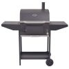 BBQ Charcoal Smoker with Bottom Shelf Black - Black