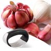 Multi-function Manual Stainless Steel Garlic Presses Grinder Slicer Cutter - Black - one size