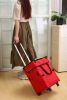 Foldable Shopping Cart with Wheels Oxford Fabric Trolley Bag Collapsible Reusable Tote Bags Grocery Cart for Travel Home Kitchen Supermarket  - Red