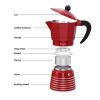 Espresso Maker 6 CUP Moka Pot, Steam Italian Stovetop Coffee Makers Percolator, Aluminum Ripple Ring Design, Easy To Use & Clean, 2 8oz Ceramics Cup 1