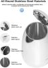 KOIOS 1.8L 304 Stainless Steel Hot Water Boiler, Cool Touch Anti-Scald Double Wall Electric Tea Kettle - White