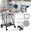 Jumbo Basket Folding Shopping Cart With Swiveling Wheels And Dual Storage Baskets - Black B - Kitchen Tools