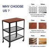 3-Tier Kitchen Microwave Cart, Rolling Kitchen Utility Cart, Standing Bakers Rack Storage Cart with Metal Frame for Living Room Brown - Brown