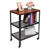 3-Tier Kitchen Microwave Cart, Rolling Kitchen Utility Cart, Standing Bakers Rack Storage Cart with Metal Frame for Living Room Brown - Brown