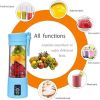 Portable 6 Blender; Personal Size Blender Juicer Cup; Smoothies and Shakes Blender; Handheld Fruit Machine; Blender Mixer Home - blue
