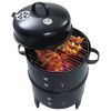 3-in-1 Charcoal Smoker BBQ Grill 15.7"x31.4" - Black