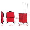 Foldable Shopping Cart with Wheels Oxford Fabric Trolley Bag Collapsible Reusable Tote Bags Grocery Cart for Travel Home Kitchen Supermarket  - Red