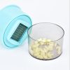 Plastic Garlic Press Multi-function Stainless Steel Ginger Presser Garlic Crusher Mincer Cutter Grater Dicing and Storage Kitchen Vegetable Tool - blu
