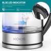 KOIOS Electric Kettle-1500W-Fast Boil with LED Light-1.8L Glass Tea Kettle-Auto Shut-Off-Cordless -Boil-Dry Protection-Stainless Steel Inner Lip - Whi
