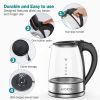 KOIOS Electric Kettle-1500W-Fast Boil with LED Light-1.8L Glass Tea Kettle-Auto Shut-Off-Cordless -Boil-Dry Protection-Stainless Steel Inner Lip - Whi