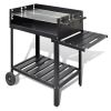 BBQ Stand Charcoal Barbecue 2 Wheels - Black
