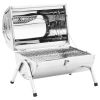Portable Tabletop Charcoal BBQ Grill Stainless Steel Double Grids - Silver