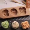 Wooden Moon Cake Mold DIY Rice Cake Baking Mold Wagashi Snow Skin Mooncake Mold Tulip 40g - Default