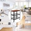 3-Tier Kitchen Microwave Cart, Rolling Kitchen Utility Cart, Standing Bakers Rack Storage Cart with Metal Frame for Living Room Brown - Brown