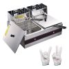 Commercial Electric Deep Fryer Countertop Stainless Steel Basket with Timer and Drain French Fry,Fryer Machine outside BBQ  kitchen to make French fri