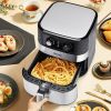 1700W 5.3 QT Electric Hot Air Fryer with Stainless steel and Non-Stick Fry Basket - black