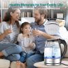 KOIOS Electric Kettle-1500W-Fast Boil with LED Light-1.8L Glass Tea Kettle-Auto Shut-Off-Cordless -Boil-Dry Protection-Stainless Steel Inner Lip - Whi