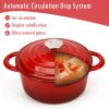 COOKWIN Enameled Cast Iron Dutch Oven with Self Basting Lid, Enamel Coated Cookware Pot 4.5QT - red