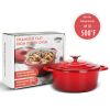 COOKWIN Enameled Cast Iron Dutch Oven with Self Basting Lid, Enamel Coated Cookware Pot 4.5QT - red