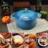 COOKWIN Enameled Cast Iron Dutch Oven with Self Basting Lid, Enamel Coated Cookware Pot 4.5QT - blue