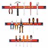 Kitchen 3 Pcs 8/12/18 Inch Magnetic Tool Holder Bar Organizer Storage Rack Knife Wrench - black & red - steel powder coating