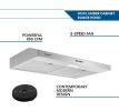 30 in. Stainless Steel Under Cabinet Range Hood Vent Cooking 230 CFM Kitchen 3 Speed cooker hood wit - silver