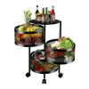 3 Layers Rotatable Basket Kitchen Vegetable Fruits Rolling Storage Cart Rack - US22-0561