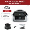 Ninja AG301 Foodi 5-in-1 Indoor Grill with Air Fry, Roast, Bake & Dehydrate, Black/Silver - Indoor Grill
