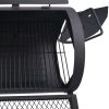 BBQ Charcoal Smoker with Bottom Shelf Black Heavy XXXL - Black