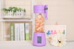 Portable blender, smoothie juicer cup-3D six blades, 13 ounces fruit blender, with 2000mAh USB rechargeable battery, ice tray, detachable cup - purple
