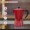 Espresso Maker 6 CUP Moka Pot, Steam Italian Stovetop Coffee Makers Percolator, Aluminum Ripple Ring Design, Easy To Use & Clean, 2 8oz Ceramics Cup 1