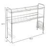 Over Sink Dish Rack, 2 Tier Stainless Steel Dish Rack Rustproof Durable Above Kitchen Sink Shelf Dish Drainer, Silver - Silver